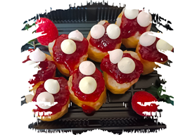 Hosomak w płatku sojowym z masłem orzechowym oraz musem malinowym i bezą 6 szt.